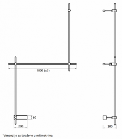 ARIA 18 ZIDNA SVETILJKA 36W 3000K BRUŠENI BAKAR (3*1000mm)