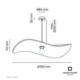 WD WAVE SOFT CEILING SUSP 1.0 E27 IF 2.5m (W6361E0IF0-01)