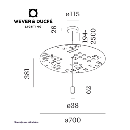 WD SHEDDA FRACTAL CEILING SUSP 2.0 LED 3000K W-SG (W242784SG5-01)